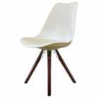 Fusion Living Soho Plastic Dining Chair With Pyramid Dark Wood Legs Vanilla