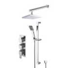 Nuie Concealed Square Thermostatic Triple Valve, Kit & Head Chrome