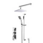 Nuie Concealed Square Thermostatic Triple Valve, Kit & Head Chrome