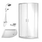 Nuie 800 Chrome Quadrant Tray & Shower Kit Chrome