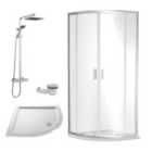 Nuie 800 Chrome Quadrant Tray & Shower Kit Chrome