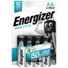 Energizer Max Plus CHP4 Alkaline AA Batteries - Pack of 4