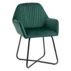 HOMCOM Modern Accent Chair Velvet-feel Upholstered Lounge Armchair Metal Base Green