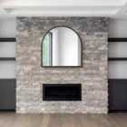 MirrorOutlet Arcus - Black Framed Arched Leaner / Wall Mirror 39" X 39" (100cm X 100cm)