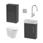Hudson Reed Juno Wall Hung 440Mm Wc & Tap Graphite Grey