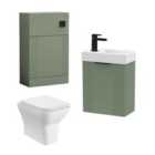 Nuie Deco Wall Hung 400Mm Unit Wc & Tap Satin Green