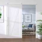 vidaXL Sliding Door Hardware Kit 200cm Steel White