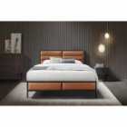 Flintshire Marford Pu/Metal Tan 4Ft6 Double Bed Frame