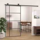 vidaXL Sliding Door Frosted ESG Glass and Aluminium 102.5x205 cm Black