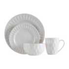 Interiors By Ph Avie 16 Piece White Embossed Dinner Set