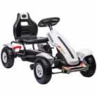 Children Pedal Go Kart With Adjustable Seat, Inflatable Tyres, Handbrake - White