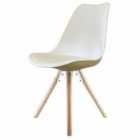 Fusion Living Soho Plastic Dining Chair With Pyramid Light Wood Legs Vanilla