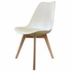 Fusion Living Soho Plastic Dining Chair With Squared Light Wood Legs Vanilla