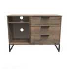 Ready Assembled Hong Kong G 3 Drawer Tv Unit In Vintage Oak
