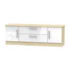 Ready Assembled Contrast 2 Door 2 Drawer Superwide Tv Unit In White & Bardolino Oak