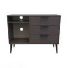 Ready Assembled Hong Kong B 3 Drawer Tv Unit In Graphite