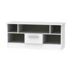 Ready Assembled Contrast 1 Drawer Tv & Media Unit In White