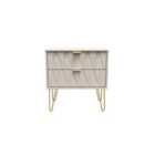 Ready Assembled Diamond 2 Drawer Side Table In Kashmir Matt
