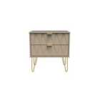 Ready Assembled Diamond 2 Drawer Side Table In Mushroom