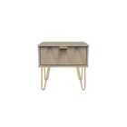 Ready Assembled Diamond 1 Drawer Side Table In Mushroom