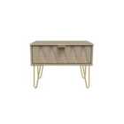 Ready Assembled Diamond 1 Drawer Wide Side Table In Mushroom