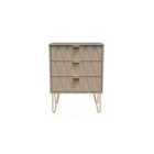 Ready Assembled Diamond 3 Drawer Midi Sideboard In Mushroom