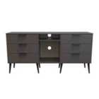Ready Assembled Hong Kong B 6 Drawer Sideboard In Graphite