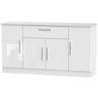 Ready Assembled Knightsbridge 4 Door 1 Drawer Wide Unit In White Gloss