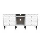 Ready Assembled Pixel 6 Drawer Sideboard In White Matt