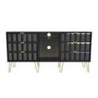Ready Assembled Cube 6 Drawer Sideboard In Deep Black