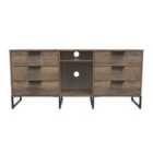 Ready Assembled Hong Kong G 6 Drawer Sideboard In Vintage Oak