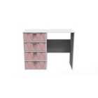 Ready Assembled Diamond 4 Drawer Vanity In Kobe Pink & White