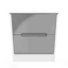 Ready Assembled Monaco 2 Drawer Bedside Cabinet In Grey Gloss & White