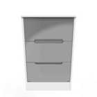 Ready Assembled Monaco 3 Drawer Bedside Cabinet In Grey Gloss & White