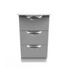 Ready Assembled Camden 3 Drawer Bedside Cabinet In Dusk Grey & White