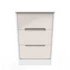 Ready Assembled Monaco 3 Drawer Bedside Cabinet In Kashmir Gloss & White