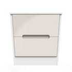 Ready Assembled Monaco 2 Drawer Bedside Cabinet In Kashmir Gloss & White