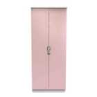 Ready Assembled Camden 2 Door Mirrored Robe In Kobe Pink & White