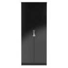 Ready Assembled Camden 2 Door Wardrobe In Black Gloss