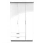 Ready Assembled Plymouth Triple Wardrobe With 2 Drawers In White