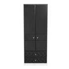 Ready Assembled Pixel 2 Door 2 Drawer Wardrobe In Deep Black & White