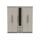 Ready Assembled Beverley Tall 5 Door 2 Drawer 1 Mirror Wardrobe In Kashmir Matt