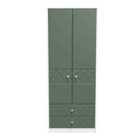 Ready Assembled Pixel 2 Door 2 Drawer Wardrobe In Labrador Green & White