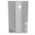Ready Assembled Monaco Tall Triple Mirror Wardrobe In Grey Gloss & White