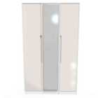 Ready Assembled Monaco Tall Triple Mirror Wardrobe In Kashmir Gloss & White
