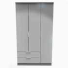 Ready Assembled Plymouth Triple Wardrobe With 2 Drawers In Uniform Grey & Dusk Grey