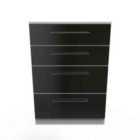 Ready Assembled Worcester 4 Drawer Deep Chest In Black & White