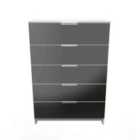 Ready Assembled Plymouth 5 Drawer Chest In Black & White