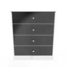 Ready Assembled Worcester 4 Drawer Chest In Black & White