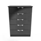 Ready Assembled Camden 5 Drawer Chest In Black Gloss